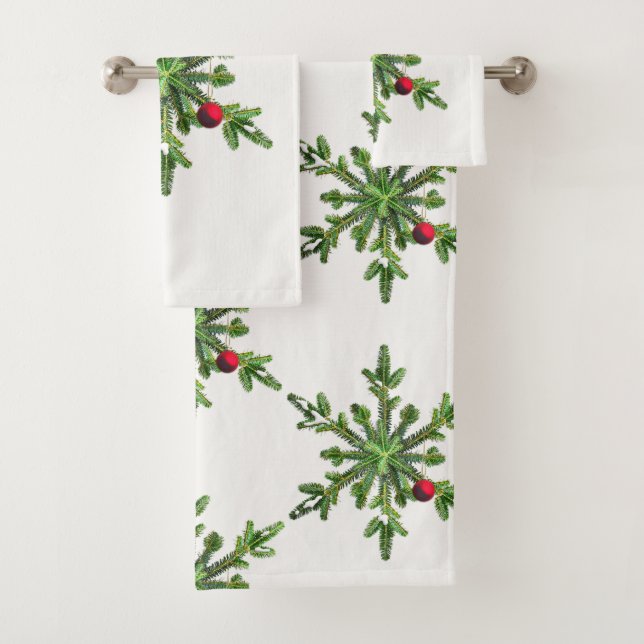 Conjunto De Toalhas Belo Snowy Pine Snowflake Natal (Insitu)