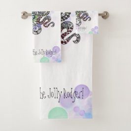 Conjunto De Toalhas Bem-vindos a bordo do polvo da linha floral no mar