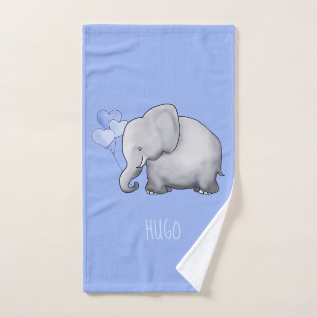 Conjunto De Toalhas Berçário personalizado lindo do elefante do bebê (Toalha de mão)