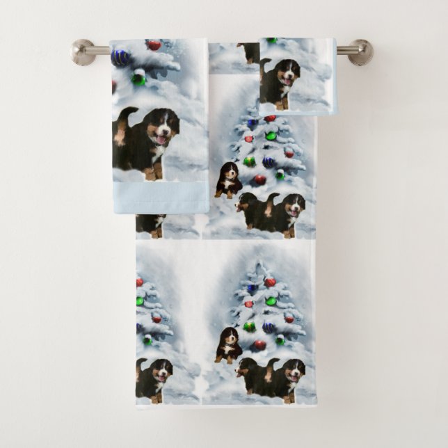 Conjunto De Toalhas Bernese Mountain Dog Natal (Insitu)
