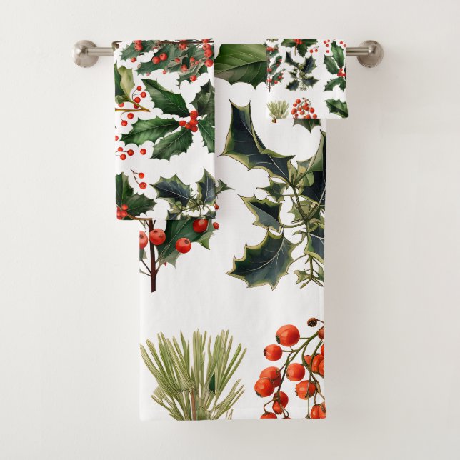 Conjunto De Toalhas Berries de Natal Holly Sai. Berries de Natal (Insitu)