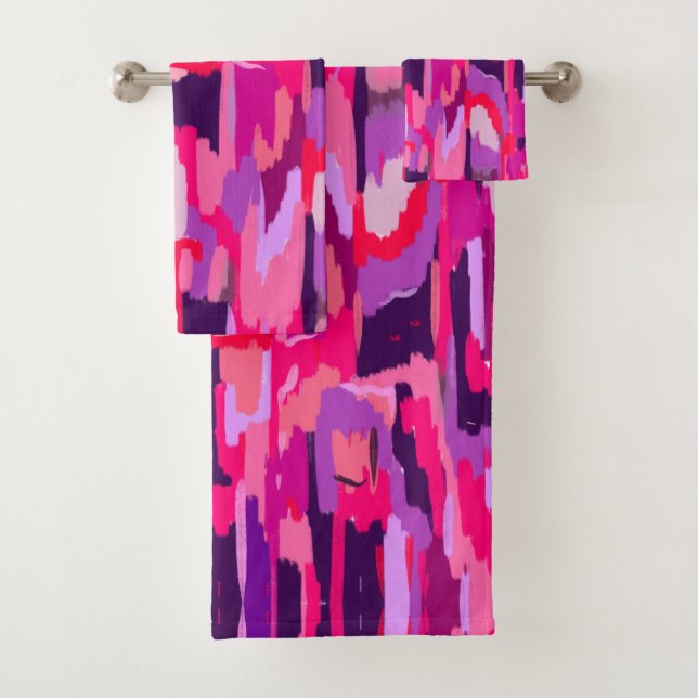 Conjunto De Toalhas Berry Patch: Abstrato vermelho e rosa (Insitu)