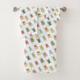 Conjunto De Toalhas Besouros de Aquarela Vibrantes Insetos