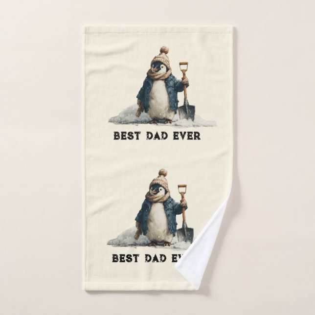 Conjunto De Toalhas Best Dad Ever Winter Penguin Design (Toalha de mão)