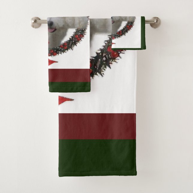 Conjunto De Toalhas Bichon Frise Christmas Wreath (Insitu)