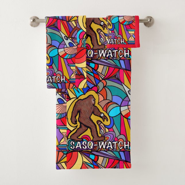 Conjunto De Toalhas Bigfoot Sasquatch Wristwatch Pun Art (Insitu)
