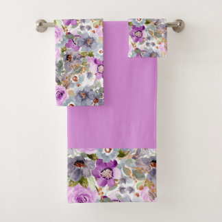 Conjunto De Toalhas Binder de Anel de Padrão Floral de Aquarela 3