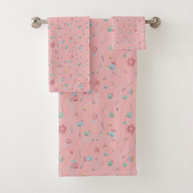Conjunto De Toalhas Birdie Pink Towel (Insitu)