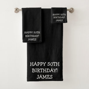 Conjunto De Toalhas Birthday Golfer Engraçado 50º Pai Negro