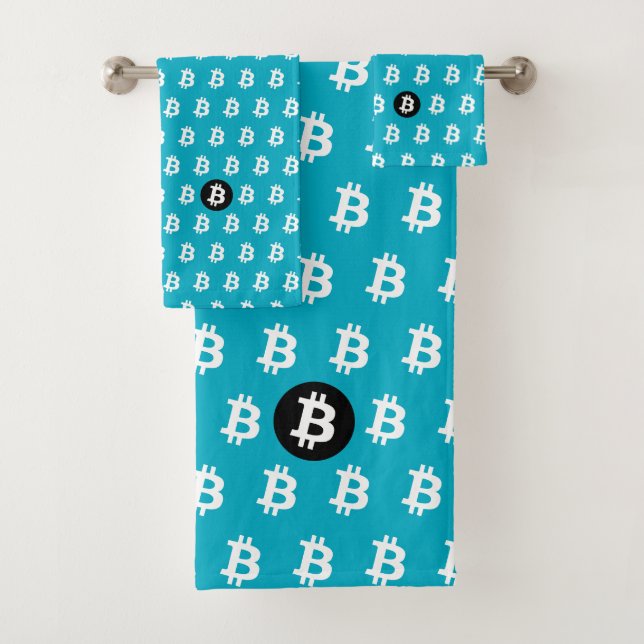 Conjunto De Toalhas Bitcoin Azul (Insitu)