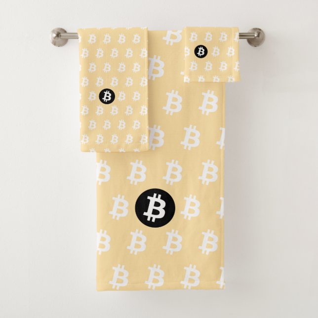 Conjunto De Toalhas Bitcoin Bege (Insitu)