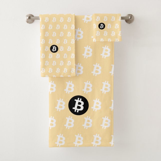 Conjunto De Toalhas Bitcoin Beige (Insitu)