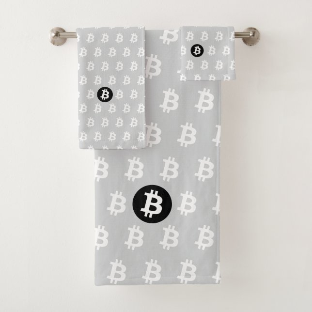 Conjunto De Toalhas Bitcoin Cinza Claro (Insitu)