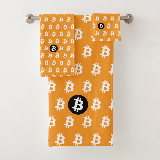 Conjunto De Toalhas Bitcoin Classic Laranja (Insitu)