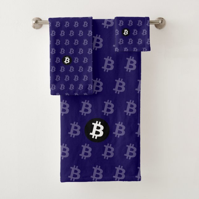 Conjunto De Toalhas Bitcoin Dark Blue (Insitu)