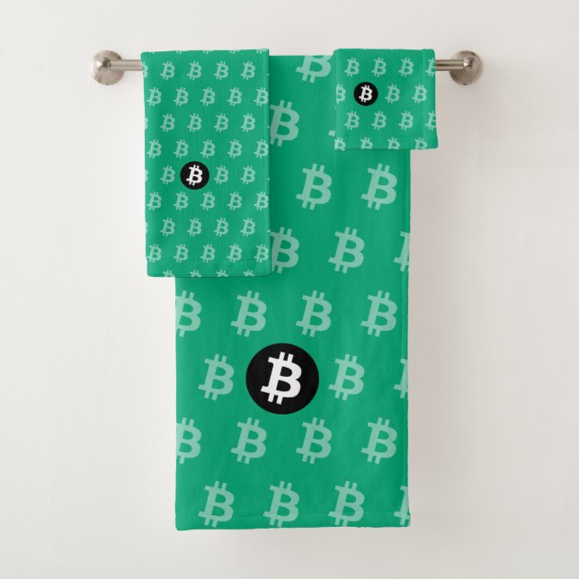 Conjunto De Toalhas Bitcoin Green-Blue (Style 2) (Insitu)