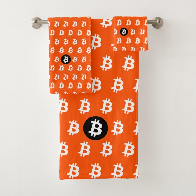 Conjunto De Toalhas Bitcoin Laranja Brilhante (Insitu)