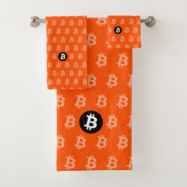 Conjunto De Toalhas Bitcoin Laranja Brilhante (Estilo 2)