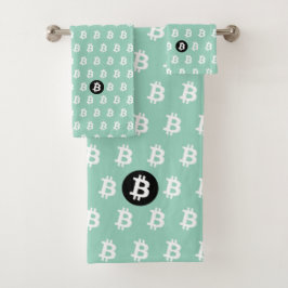 Conjunto De Toalhas Bitcoin Light Teal