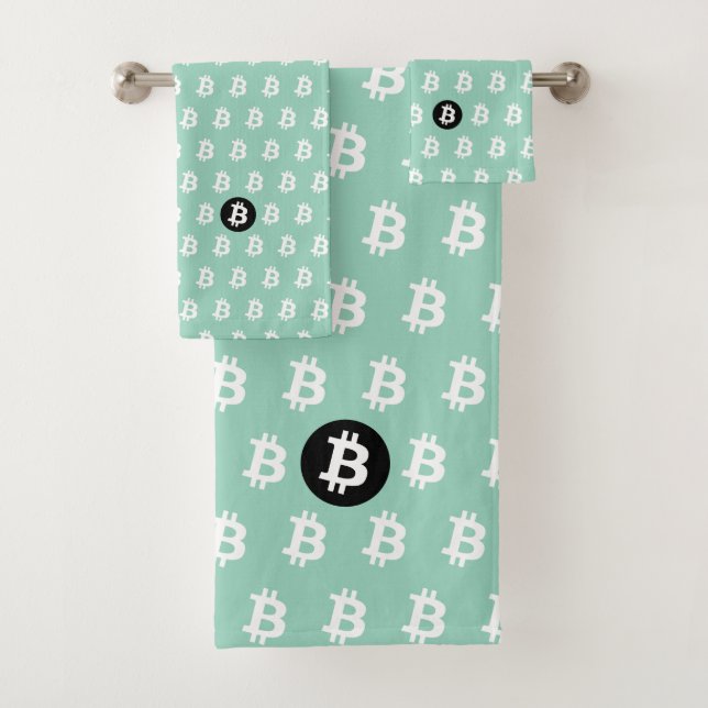 Conjunto De Toalhas Bitcoin Light Teal (Insitu)