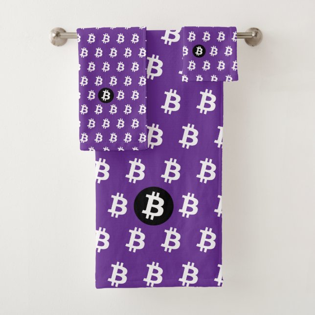 Conjunto De Toalhas Bitcoin Roxo (Insitu)