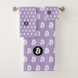 Conjunto De Toalhas Bitcoin Roxo Claro