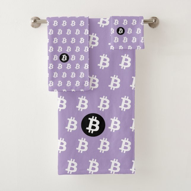 Conjunto De Toalhas Bitcoin Roxo Claro (Insitu)