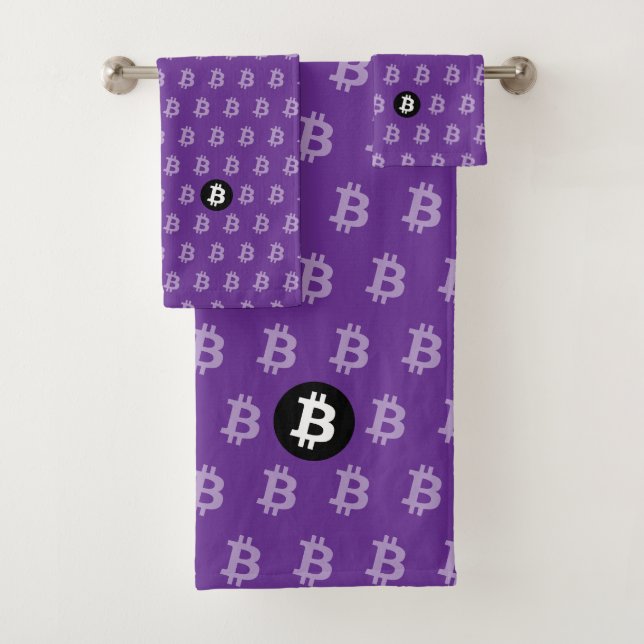 Conjunto De Toalhas Bitcoin Roxo (Estilo 2) (Insitu)