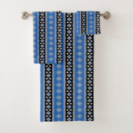 Conjunto De Toalhas Black and Blue Stripes and Diamantes