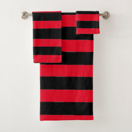 Conjunto De Toalhas Black and Red Stripes
