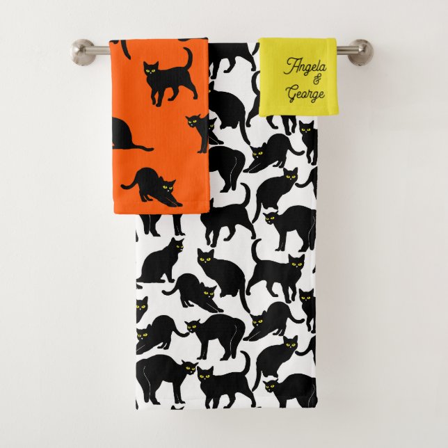 Conjunto De Toalhas Black Cats on White (Insitu)