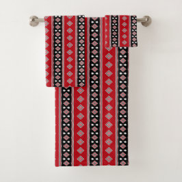 Conjunto De Toalhas Black e Red Stripes e Diamantes