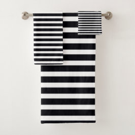 Conjunto De Toalhas Black E White Stripe Três Peças