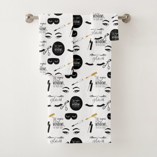Conjunto De Toalhas Black Gold Eyelashes Glam (Insitu)