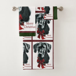 Conjunto De Toalhas Black Great Dane Christmas