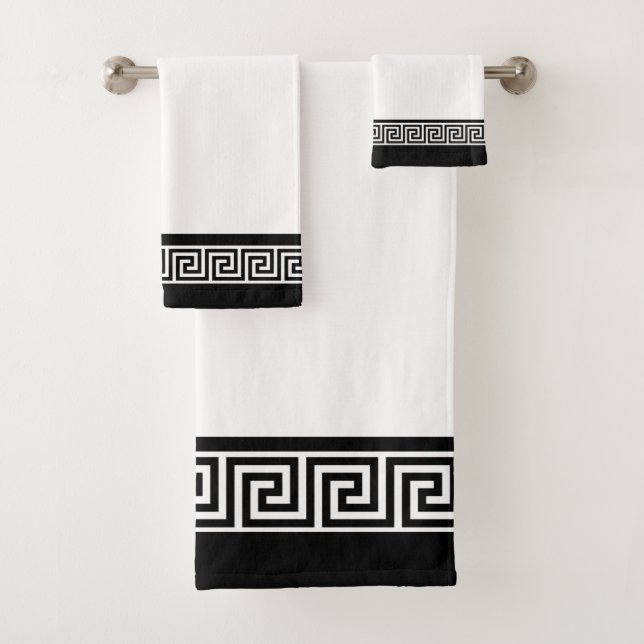 Conjunto De Toalhas Black Greek Pattern on Black and White (Insitu)
