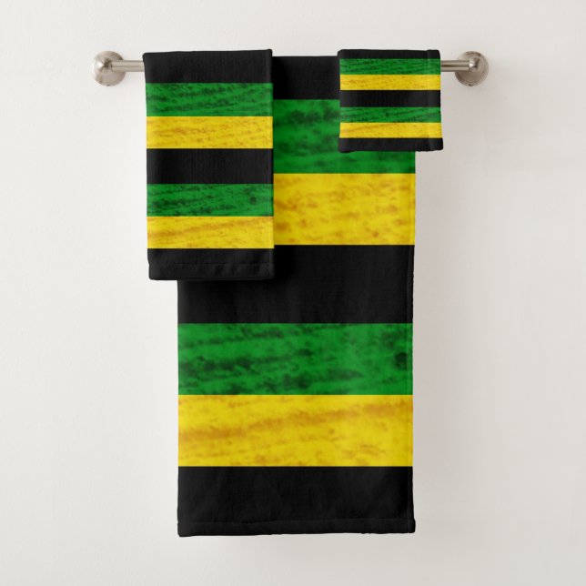 CONJUNTO DE TOALHAS BLACK GREEN YELLOW. SAMER BRASIL (Insitu)