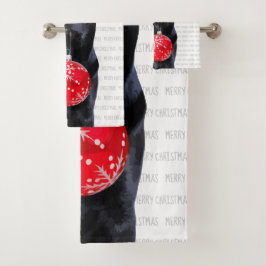 Conjunto De Toalhas Black Lab Feliz Natal - Cachorro Labrador Bonito