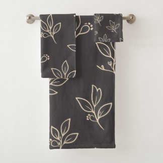 Conjunto De Toalhas Black Leaf Towel Set | Modern Bathroom Decor