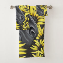 Conjunto De Toalhas Black Stallion Horse e Sunflower