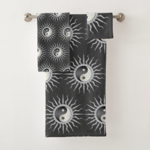 Conjunto De Toalhas Black Starburst Yin Yang