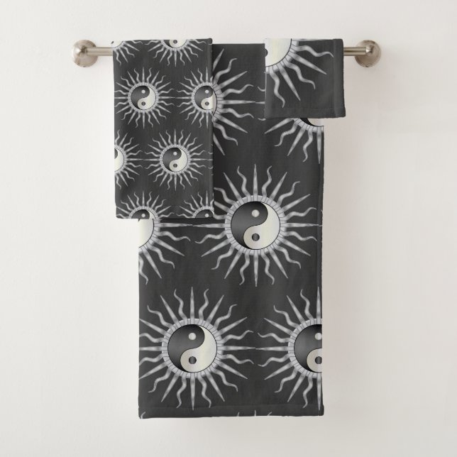 Conjunto De Toalhas Black Starburst Yin Yang (Insitu)