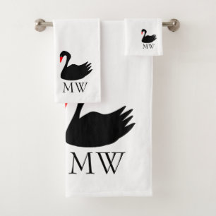 Conjunto De Toalhas Black Swan Design Monogramado