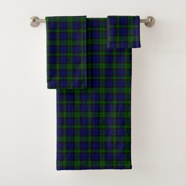 Conjunto De Toalhas Black Watch Tartan Blue Green Xadrez (Insitu)
