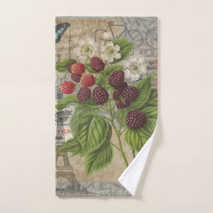 Conjunto De Toalhas Blackberry Floral Garden Fllower Butfly Art