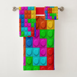 Conjunto De Toalhas Blocos de Edifício Vermelho Coloridos Personalizad