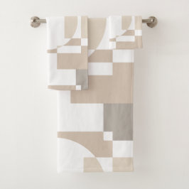 Conjunto De Toalhas Blocos Geométricos Macios – Simples e Elegantes