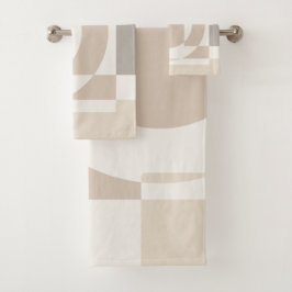 Conjunto De Toalhas Blocos Geométricos Macios – Simples e Elegantes