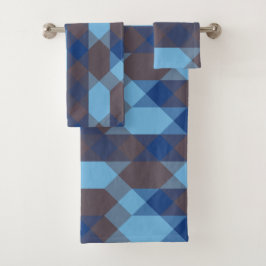 Conjunto De Toalhas Blue and Gray geometric