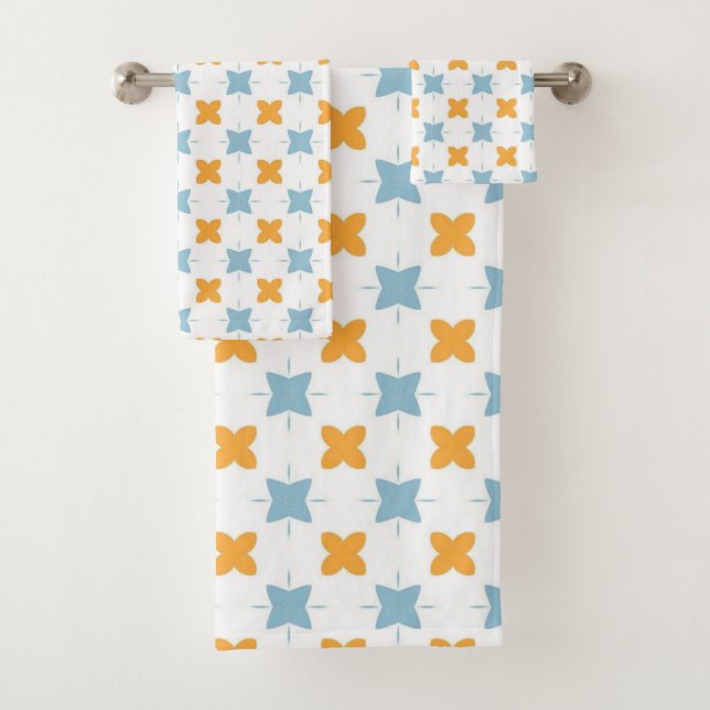 Conjunto De Toalhas Blue and orange floral tile pattern (Insitu)